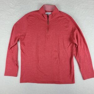 Mizzen‎ Main Sweater Mens Medium Light Red Quarter Zip Performance Sweatshirt *